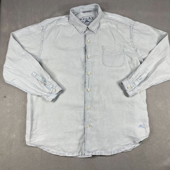 Tommy Bahama Other - Tommy Bahama Relax Button Up Shirt Men's‎ 2XL Light Blue Pure Linen Long Sleeve